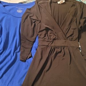 Black Motherhood Maternity w/ back tie &  Blue Liz Lange Maternity Blouses. M